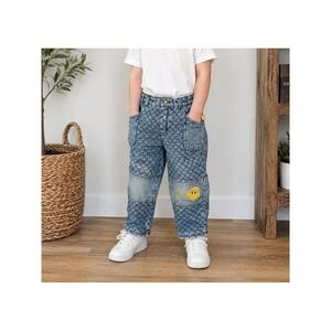 Vintage 90s Sesame Street Big Bird Quilted Denim Jeans Toddler 3T Lined Pants